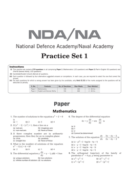 NDA/NA National Defence Academy/Naval�Academy Practice�Set�1