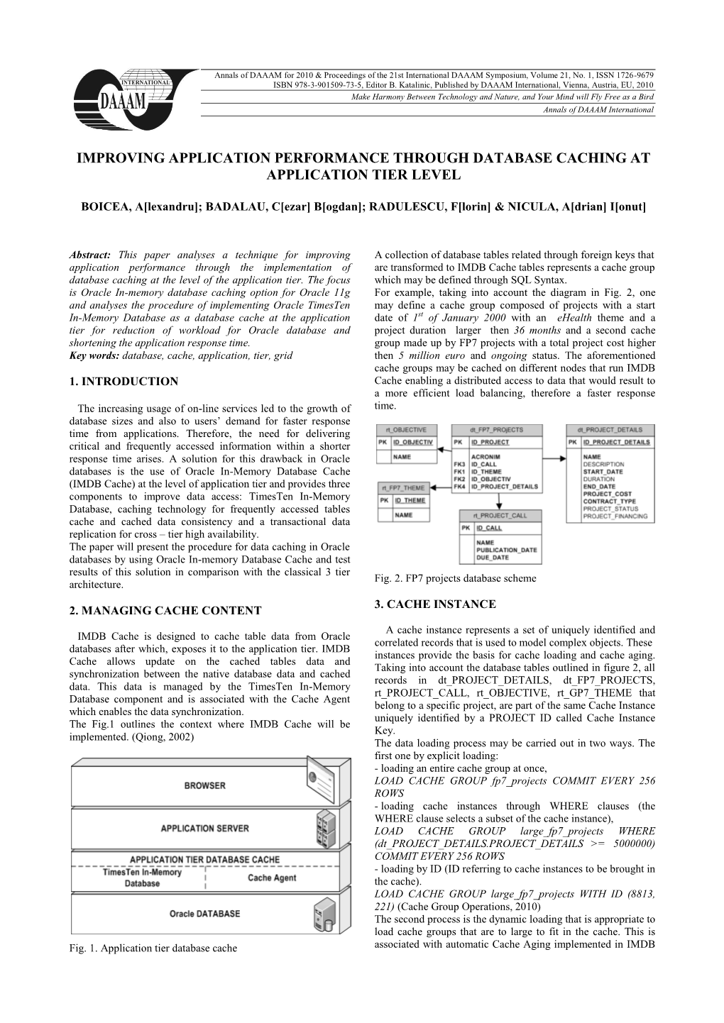 Improving Application Performance Through Database Caching at Application Tier Level