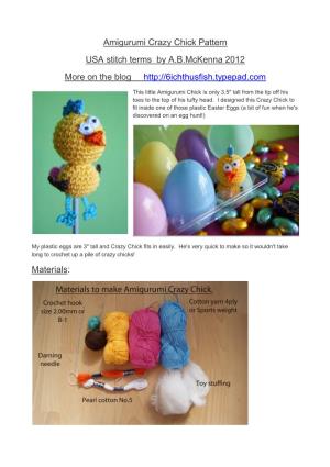 Download Amigurumi Crazy Chick Free Pattern USA Terms
