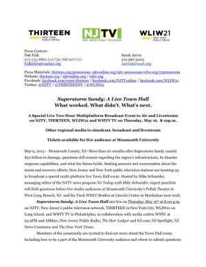 Superstorm Sandy Live Town Hall Press Release FINAL