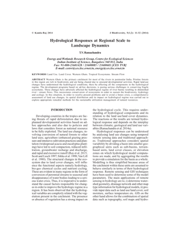 Hydrological Responses at Regional Scale to Landscape Dynamics