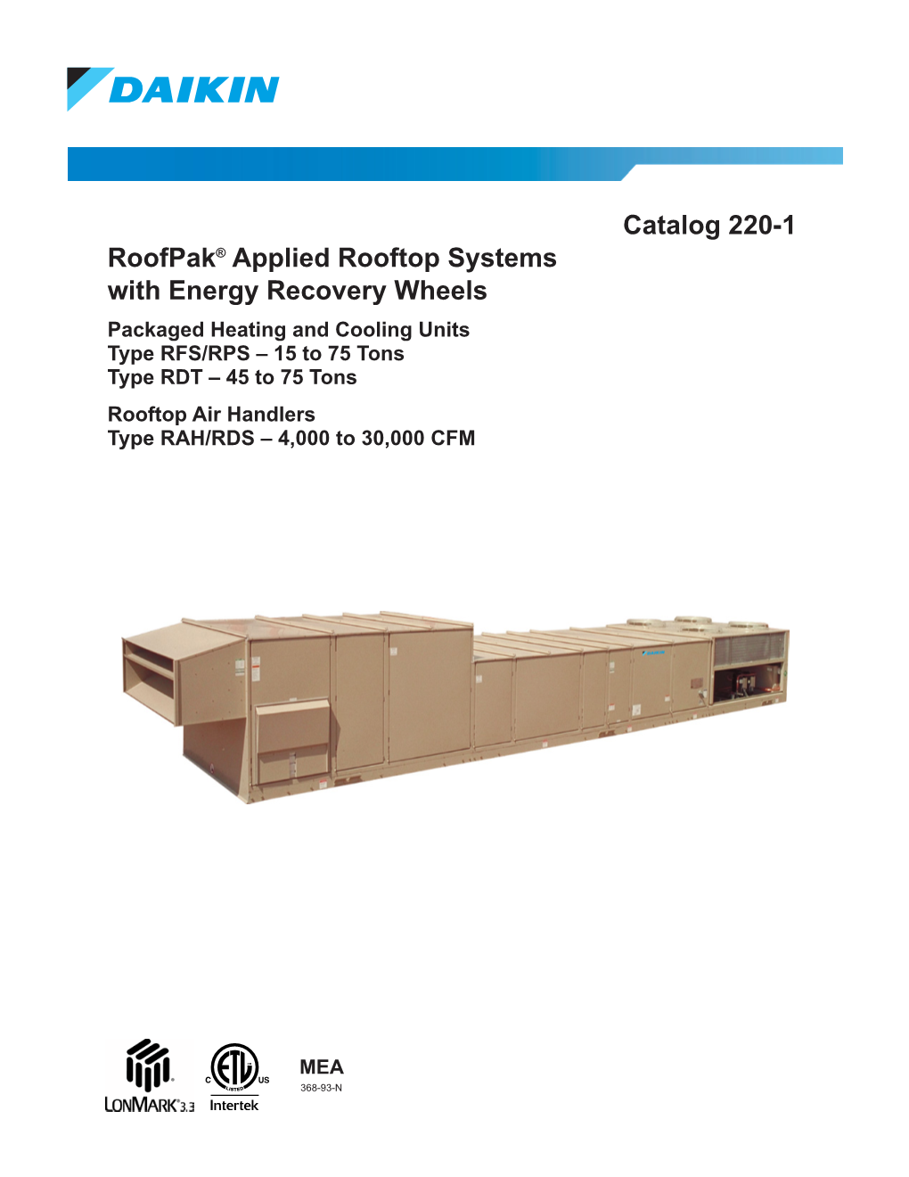 Daikin Roofpak Applied System With