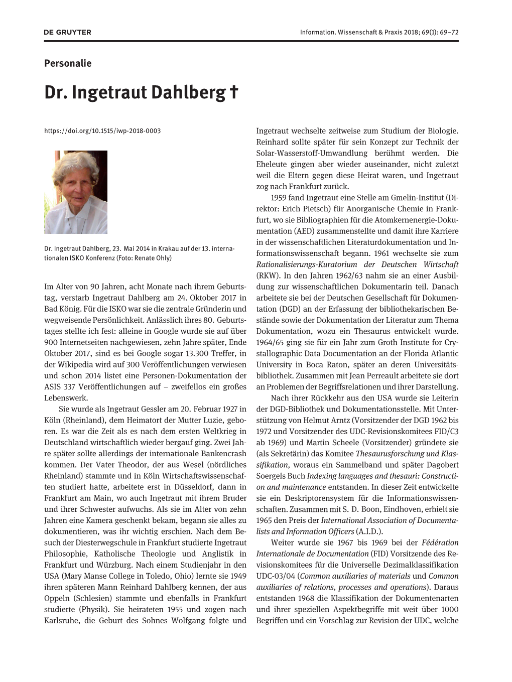 Dr. Ingetraut Dahlberg †