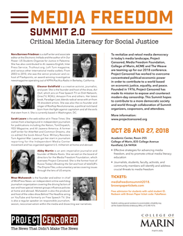 MEDIA FREEDOM SUMMIT 2.0 Critical Media Literacy for Social Justice