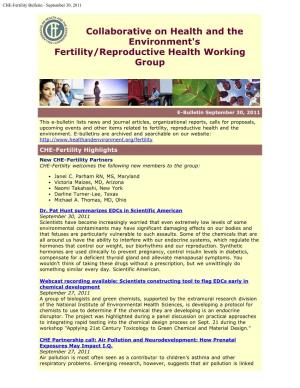 CHE-Fertility Bulletin - September 30, 2011