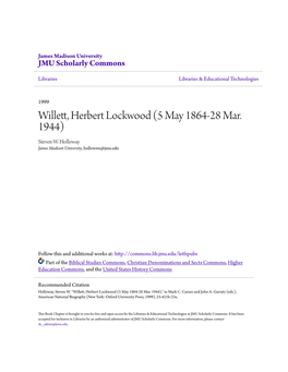 Willett, Herbert Lockwood (5 May 1864-28 Mar