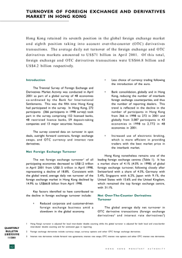 Turnover of Foreign Exchange and Derivatives Market in Hong Kong