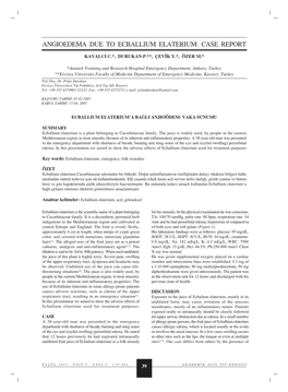 Angioedema Due to Ecballium Elaterium: Case Report