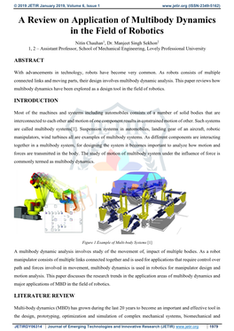 A Review on Application of Multibody Dynamics in the Field of Robotics