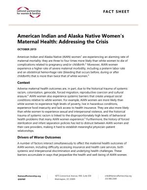 American Indian and Alaska Native Women's Maternal Health