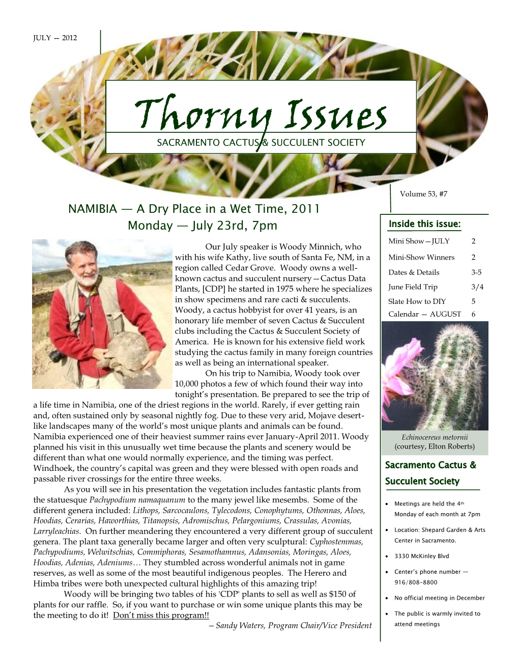 Thorny Issues DATES & DETAILS —