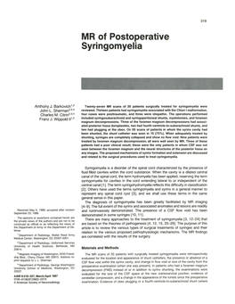 MR of Postoperative Syringomyelia
