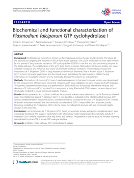 Biochemical and Functional Characterization of Plasmodium