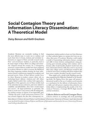 Social Contagion Theory and Information Literacy Dissemination: a Theoretical Model