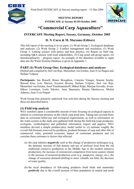 INTERCAFE Meeting Report, Saxony, Germany, October 2005