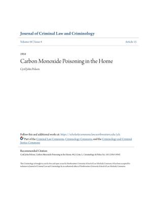 Carbon Monoxide Poisoning in the Home Cyril John Polson