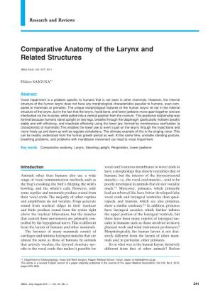 Comparative Anatomy of the Larynx and Related Structures