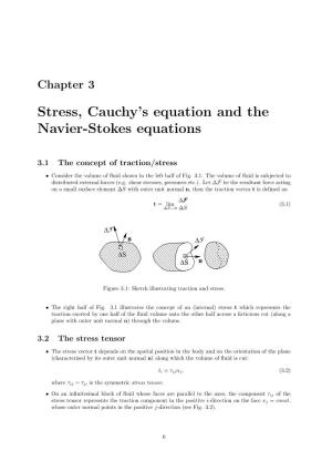 Stress, Cauchy's Equation and the Navier-Stokes Equations