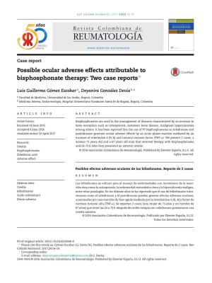 Possible Ocular Adverse Effects Attributable to Bisphosphonate