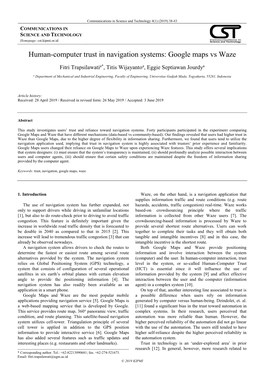 Human-Computer Trust in Navigation Systems: Google Maps Vs Waze