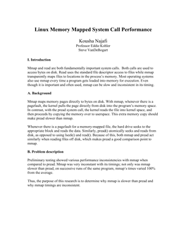 Linux Memory Mapped System Call Performance