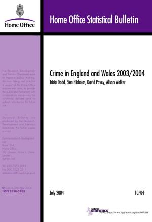 Crime in England and Wales 2003/2004