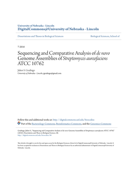 Sequencing and Comparative Analysis of &lt;I&gt;De Novo&lt;/I&gt; Genome