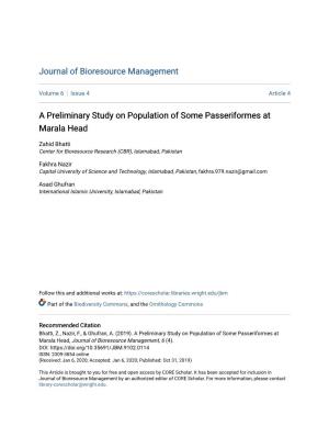 A Preliminary Study on Population of Some Passeriformes at Marala Head