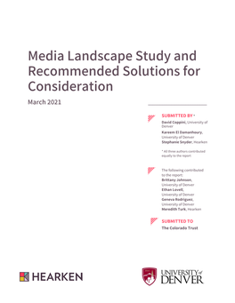 Media Landscape Study and Recommended Solutions for Consideration