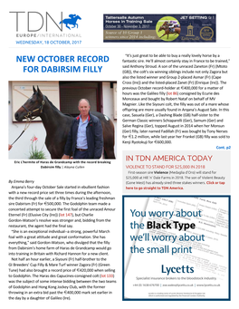New October Record for Dabirsim Filly Cont