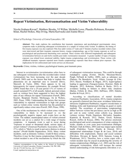 Repeat Victimisation, Retraumatisation and Victim Vulnerability