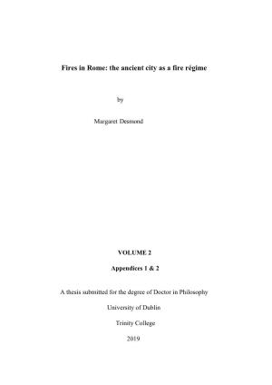 Fires in Rome: the Ancient City As a Fire Régime