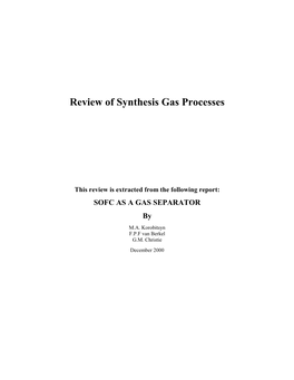 Review of Synthesis Gas Processes