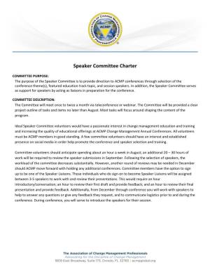 Speaker Committee Charter