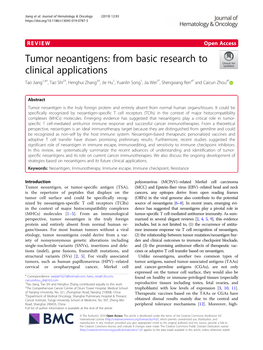 Tumor Neoantigens: from Basic Research to Clinical Applications
