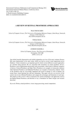 A Review of Retinal Prosthesis Approaches