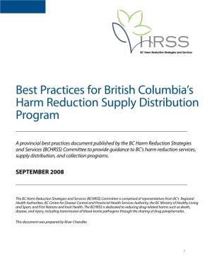Guidelines and Best Practices for BC's Harm Reduction Supply