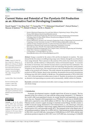Current Status and Potential of Tire Pyrolysis Oil Production As an Alternative Fuel in Developing Countries