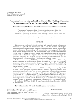 Association Between Interleukin-32 and Interleukin-17A Single Nucleotide Polymorphisms and Serum Levels with Polycystic Ovary Syndrome