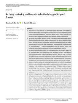 Actively Restoring Resilience in Selectively Logged Tropical Forests