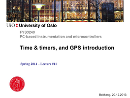 Time & Timers, and GPS Introduction