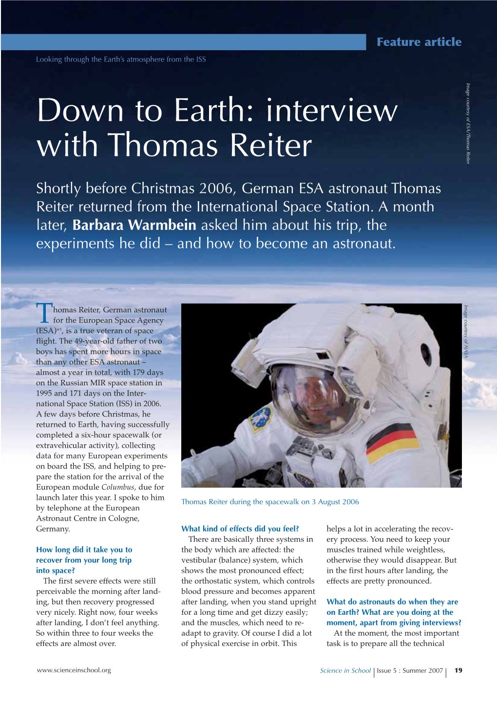 Interview with Thomas Reiter