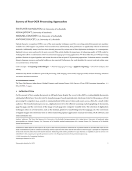 Survey of Post-OCR Processing Approaches