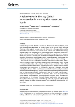 A Reflexive Music Therapy Clinical Introspection in Working with Foster Care Youth