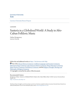Santería in a Globalized World: a Study in Afro-Cuban Folkloric Music" (2018)
