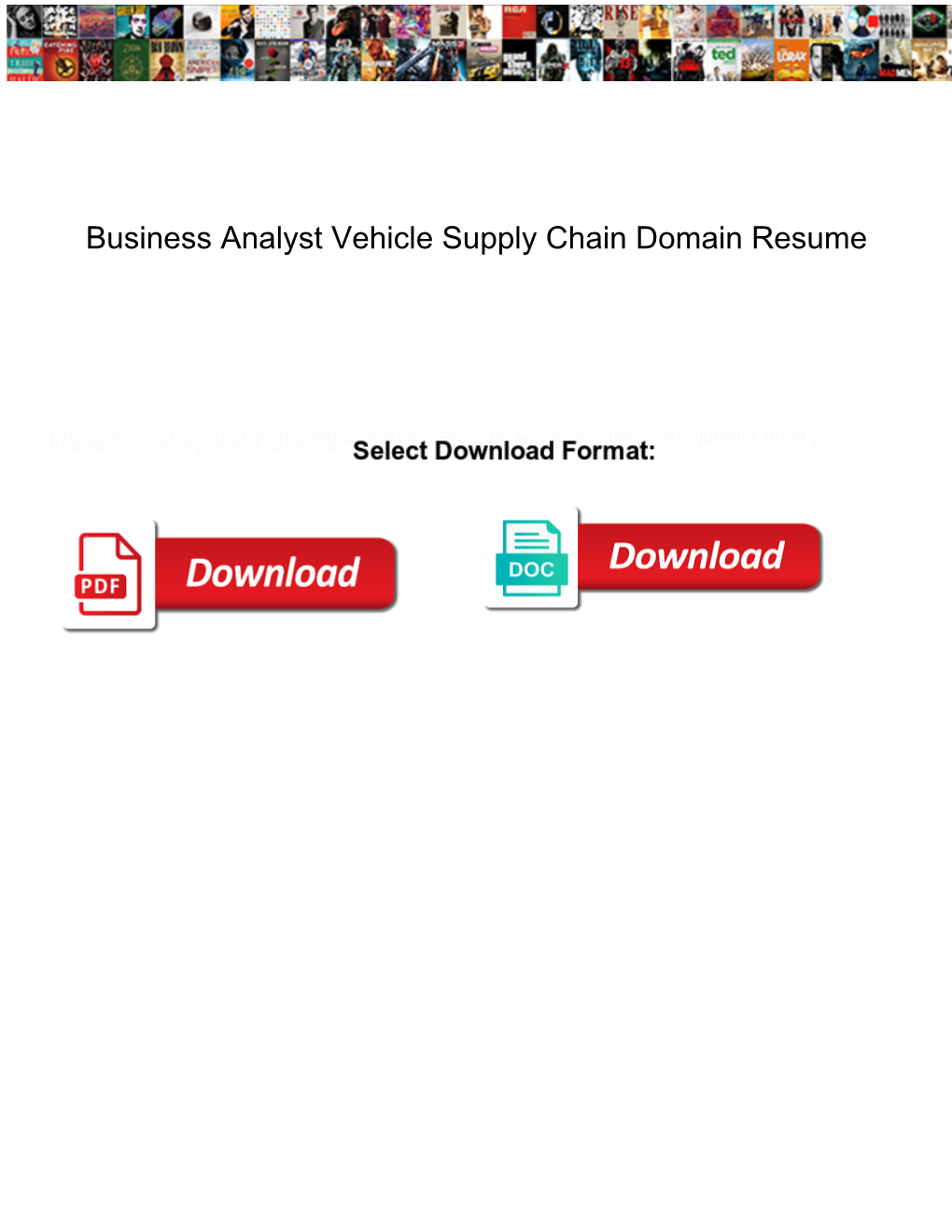 Business Analyst Vehicle Supply Chain Domain Resume