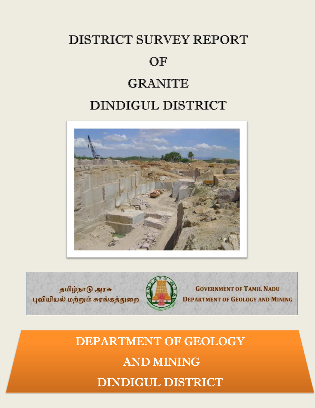 DEPARTMENT of GEOLOGY and MINING DINDIGUL DISTRICT Contents S.No Chapter Page No