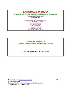 Indianized English in Shashi Deshpande's That Long Silence