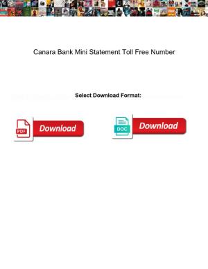 Canara Bank Mini Statement Toll Free Number