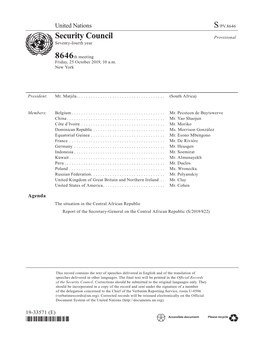 S/PV.8646 the Situation in the Central African Republic 25/10/2019